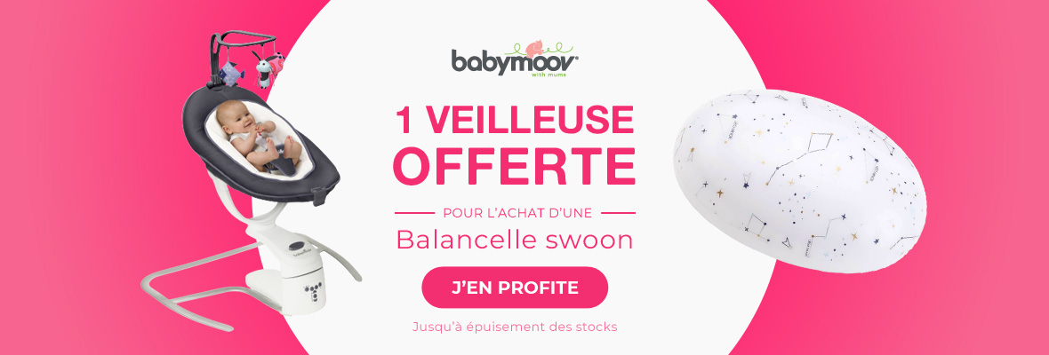 Babymoov - une balancelle Swoon Motion zinc achetée = une veilleuse Sleepy offerte