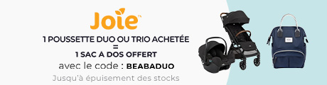 Joie : 1 poussette duo/trio acheté = 1 sac à dos Béaba offert