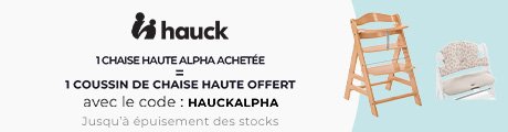 Hauck : 1 chaise haute Alpha achetée = 1 coussin offert 