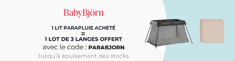 Babybjorn : Un lit parapluie Babybjorn = 1 lot de 3 langes offert
