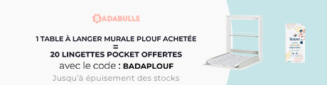 Une table à langer Plouf acheté = un pocket x20 lingettes bébé visage