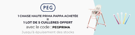 Une chaise haute PEG prima pappa achetée = un lot de 5 cuillères offert