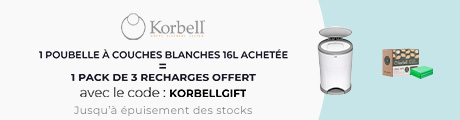 Korbell : Une poubelle à couches blanche 16L = Un pack de 3 recharges poubelle à couches 16L offert