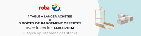 Roba : Une table à langer achetée = un lot de 3 boîtes de rangement offert