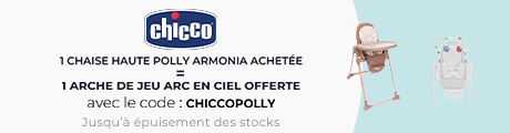 Chicco : Une chaise haute Polly Armonia = Une barre de jeu Arc en ciel offerte