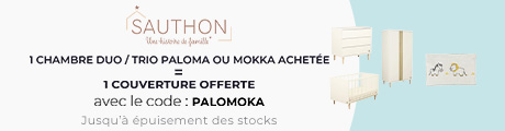 Sauthon : Une chambre duo/trio de la collection Mokka/Paloma = Une couverture maille Pluche et Pompom offert