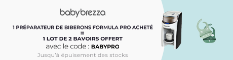 Babybrezza : Un préparateur de biberons Formula Pro acheté = un lot de 2 bavoirs en silicone offert