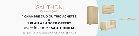 Sauthon : Une chambre duo ou trio achetée = un plan à langer offert