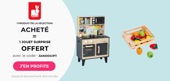 Janod : 1 produit de la sélection acheté = 1 jouet surprise offert