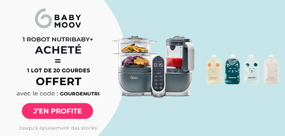 Babymoov : 1 robot Nutribaby+ acheté = 1 lot de 20 gourdes réutilisables offerte