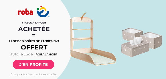 Roba : Une table à langer achetée = un lot de 3 boîtes de rangement offert