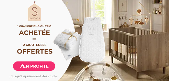 Offre Sauthon : 1 chambre duo ou trio achetée = 2 gigoteuses offerte