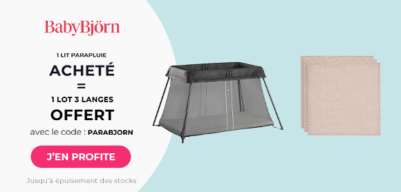 Babybjorn : Un lit parapluie Babybjorn = 1 lot de 3 langes offert