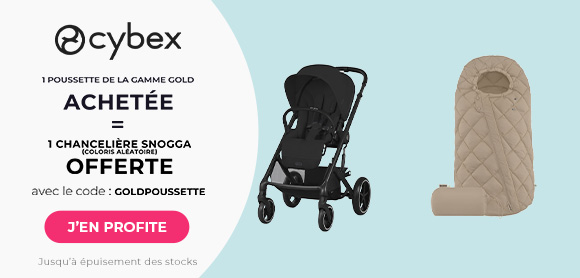 Cybex : Une poussette de la gamme Gold (Balios, Gazelle et Mélio) achetée = une chancelière Snogga offerte (coloris aléatoire)