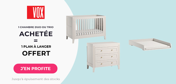 Vox : Une chambre duo ou trio achetée = un plan à langer offert