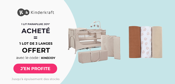 Un lit parapluie Joy acheté = un lot de 3 langes herrisson offert