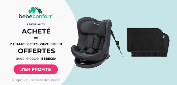 Un siège auto Bébé confort acheté = un lot de 2 pare soleil chaussettes acheté