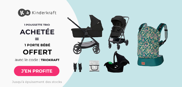 Kinderkraft : Une poussette trio acheté = Un porte bébé offert