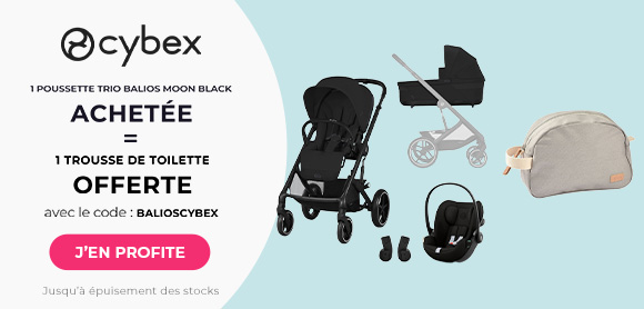 Cybex : Une poussette trio Balios Moon Black achetée = Une trousse de toilette offerte 