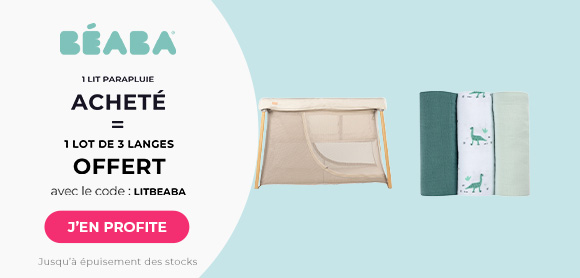 Béaba : Un lit parapluie acheté = Un lot de 3 langes offert