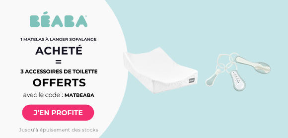 Béaba : Un matelas à langer acheté = Un set d'accessoires de toilette bébé offert
