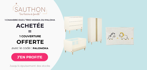 Sauthon : Une chambre duo/trio de la collection Mokka/Paloma = Une couverture maille Pluche et Pompom offert