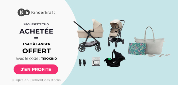 Kinderkraft : Une poussette trio acheté = Un sac à langer offert