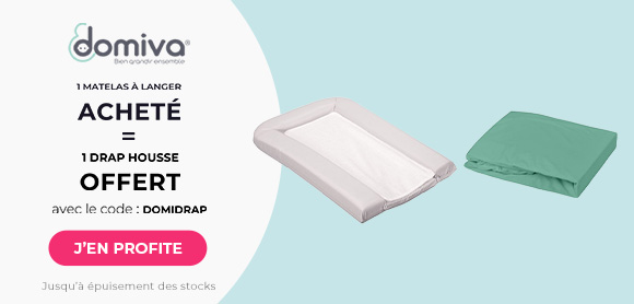 Domiva : Un matelas à langer acheté = Un drap housse offert