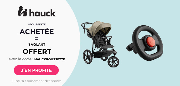 Hauck : Une poussette achetée = Un volant de poussette offert