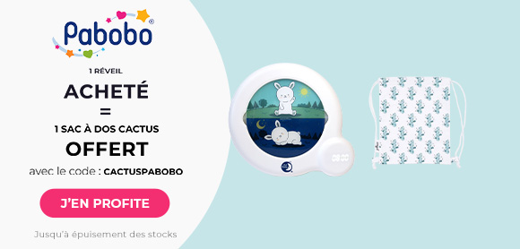 Pabobo : Un réveil acheté = Un sac à dos cactus offert