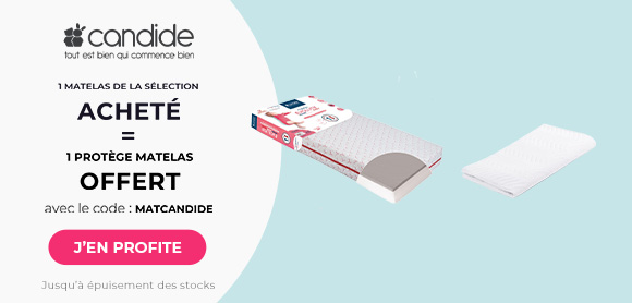 Candide : Un matelas de la sélection acheté = Un protège matelas Babymoov offert