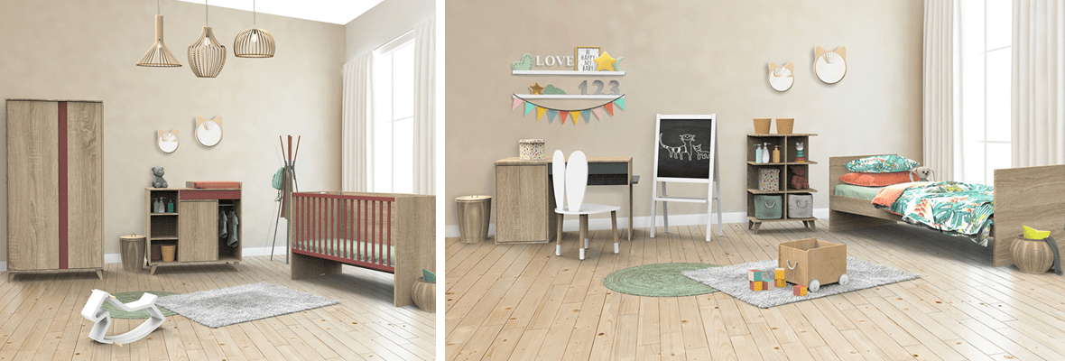 Chambre bébé trio lit bébé 60x120 + commode+armoire nova blanc lin de  Sauthon meubles sur allobébé